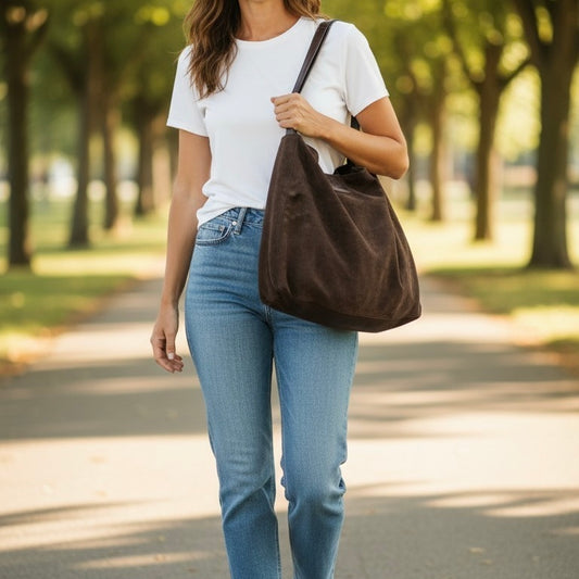 Soft suede tote bag