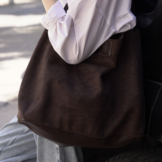 Soft suede tote bag